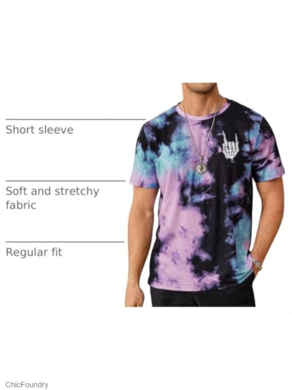 Men's Graphic Tee Crew Neck Short Sleeve Regular Fit Polyester T-Shirt - Picture 3 of 6